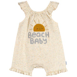 Baby Girls Oatmeal Speckle Sleeveless Ruffle Romper-Gerber Childrenswear Wholesale