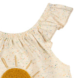 Baby Girls Oatmeal Speckle Sleeveless Ruffle Romper-Gerber Childrenswear Wholesale