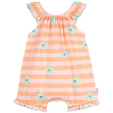 Baby Girls Pink Stripes Sleeveless Ruffle Romper-Gerber Childrenswear Wholesale