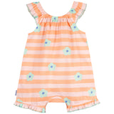 Baby Girls Pink Stripes Sleeveless Ruffle Romper-Gerber Childrenswear Wholesale