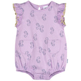 Baby Girls Purple Seahorses Pocket Romper-Gerber Childrenswear Wholesale