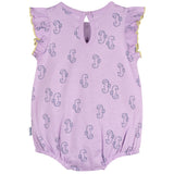 Baby Girls Purple Seahorses Pocket Romper-Gerber Childrenswear Wholesale