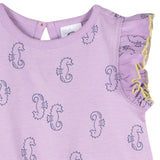 Baby Girls Purple Seahorses Pocket Romper-Gerber Childrenswear Wholesale