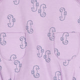 Baby Girls Purple Seahorses Pocket Romper-Gerber Childrenswear Wholesale