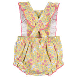 Baby Girls Yellow Floral Ruffle Strap Bubble Romper-Gerber Childrenswear Wholesale
