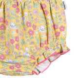 Baby Girls Yellow Floral Ruffle Strap Bubble Romper-Gerber Childrenswear Wholesale