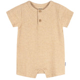 Baby Neutral Oatmeal Heather Short Sleeve Romper-Gerber Childrenswear Wholesale