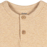 Baby Neutral Oatmeal Heather Short Sleeve Romper-Gerber Childrenswear Wholesale