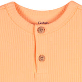 Baby Neutral Peach Short Sleeve Romper-Gerber Childrenswear Wholesale