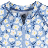 Baby Girls Blue Daisies Long Sleeve Rashguard-Gerber Childrenswear Wholesale