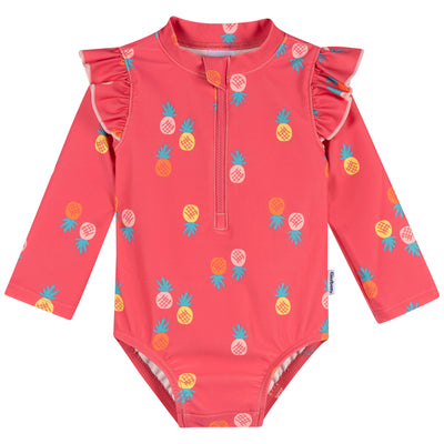 Baby Girls Pink Pineapple Rashguard Suit-Gerber Childrenswear Wholesale
