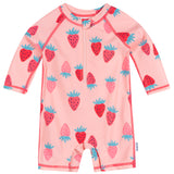 Baby Girls Pink Strawberry Long Sleeve Rashguard-Gerber Childrenswear Wholesale