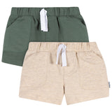 2-Pack Baby & Toddler Boys Green & Tan Knit Shorts-Gerber Childrenswear Wholesale