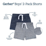 2-Pack Baby & Toddler Boys Blue Knit Shorts-Gerber Childrenswear Wholesale