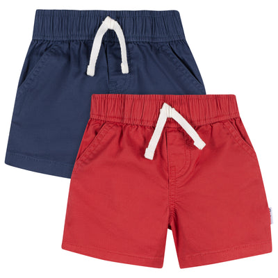 2-Pack Baby & Toddler Boys Blue & Red Shorts-Gerber Childrenswear Wholesale