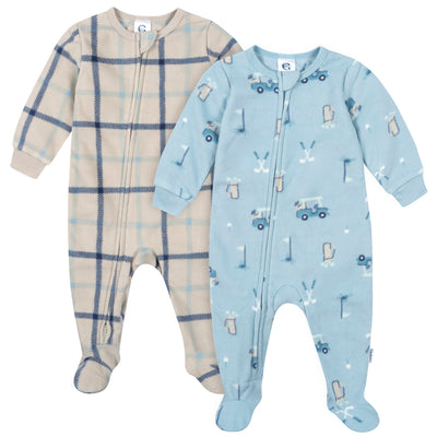 2-Pack Baby & Toddler Boys Golf Footed Fleece Pajamas