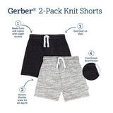 2-Pack Baby & Toddler Boys Gray Knit Shorts-Gerber Childrenswear Wholesale