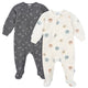 2-Pack Baby & Toddler Boys Smiley Faces Footed Fleece Pajamas
