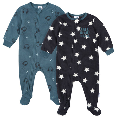 2-Pack Baby & Toddler Boys Stars Footed Fleece Pajamas