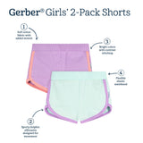 2-Pack Baby & Toddler Girls Aqua & Purple Knit Dolphin Shorts-Gerber Childrenswear Wholesale