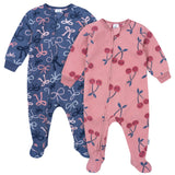 2-Pack Baby & Toddler Girls Cherries Footed Fleece Pajamas