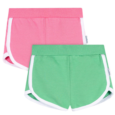 2-Pack Baby & Toddler Girls Green & Pink Knit Dolphin Shorts-Gerber Childrenswear Wholesale