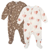2-Pack Baby & Toddler Girls Hearts Footed Fleece Pajamas