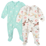 2-Pack Baby & Toddler Girls Horses Footed Fleece Pajamas