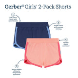 2-Pack Baby & Toddler Girls Pink & Blue Knit Dolphin Shorts-Gerber Childrenswear Wholesale