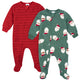 2-Pack Baby & Toddler Neutral Santas Footed Fleece Pajamas