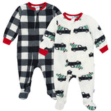 2-Pack Baby & Toddler Neutral Trucks Footed Fleece Pajamas
