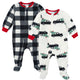 2-Pack Baby & Toddler Neutral Trucks Footed Fleece Pajamas