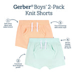 2-Pack Baby Boys Aqua & Peach Shorts-Gerber Childrenswear Wholesale