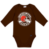 2-Pack Baby Boys Cleveland Browns Long Sleeve Bodysuit Set-Gerber Childrenswear Wholesale