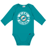 2-Pack Baby Boys Miami Dolphins Long Sleeve Bodysuit Set-Gerber Childrenswear Wholesale