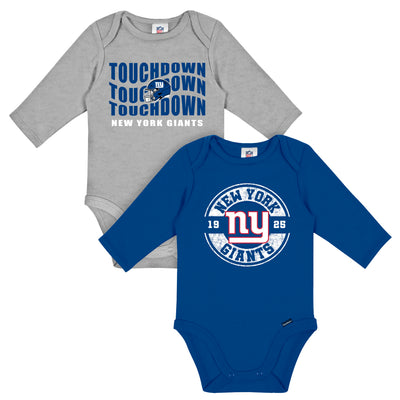 2-Pack Baby Boys New York Giants Long Sleeve Bodysuit Set-Gerber Childrenswear Wholesale