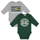 2-Pack Baby Boys Green Bay Packers Long Sleeve Bodysuit Set-Gerber Childrenswear Wholesale