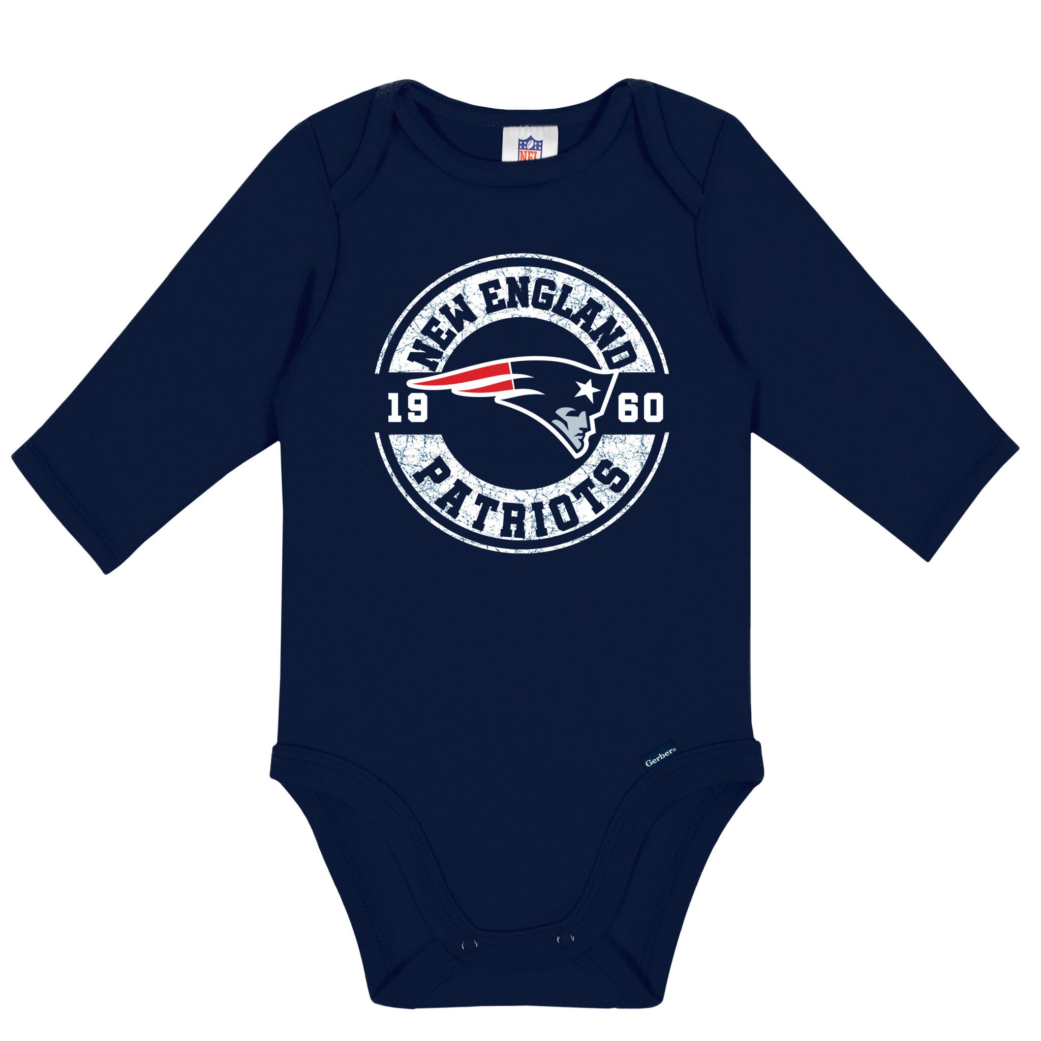 2-Pack Baby Boys New England Patriots Long Sleeve Bodysuit Set-Gerber Childrenswear Wholesale