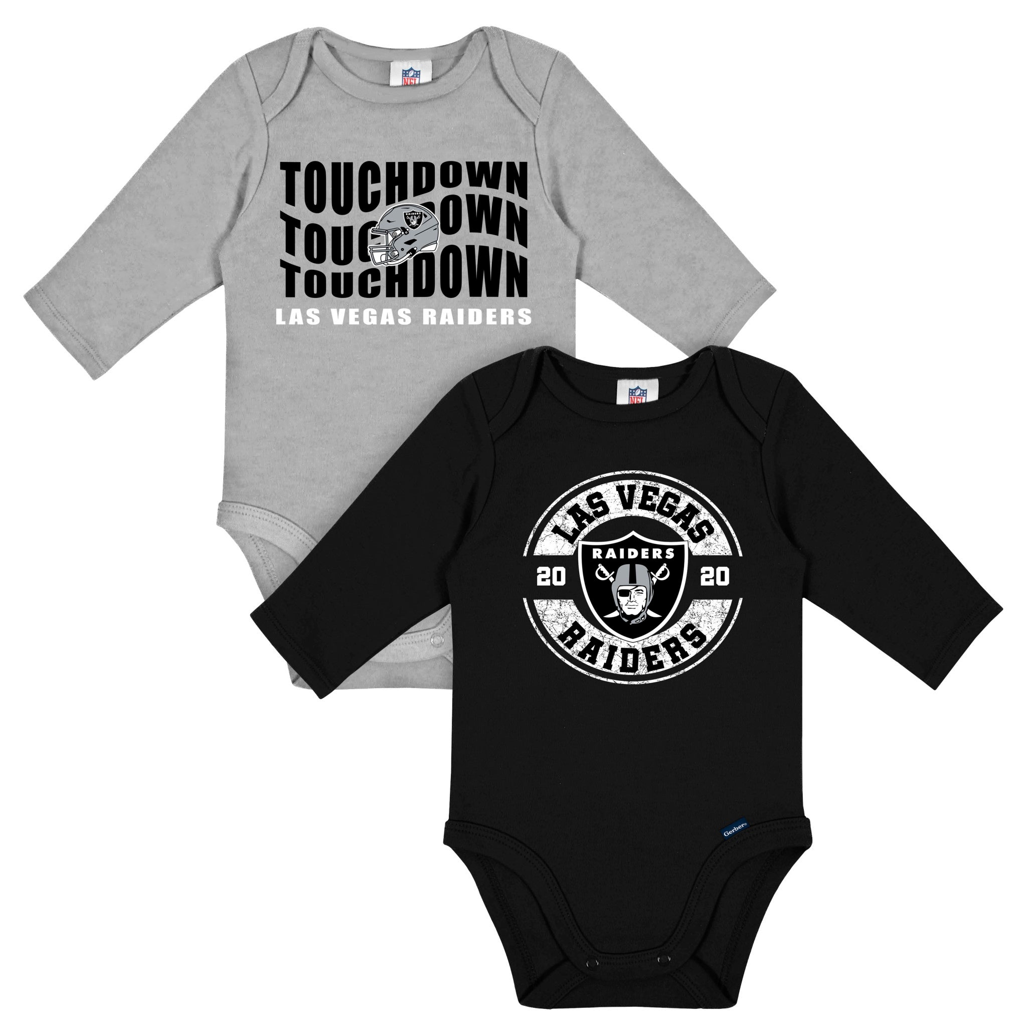 2-Pack Baby Boys Las Vegas Raiders Long Sleeve Bodysuit Set-Gerber Childrenswear Wholesale