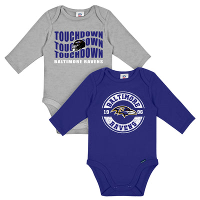 2-Pack Baby Boys Baltimore Ravens Long Sleeve Bodysuit Set-Gerber Childrenswear Wholesale