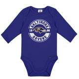 2-Pack Baby Boys Baltimore Ravens Long Sleeve Bodysuit Set-Gerber Childrenswear Wholesale