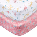 2-Pack Baby Girls Animal Geo Crib Sheet-Gerber Childrenswear Wholesale