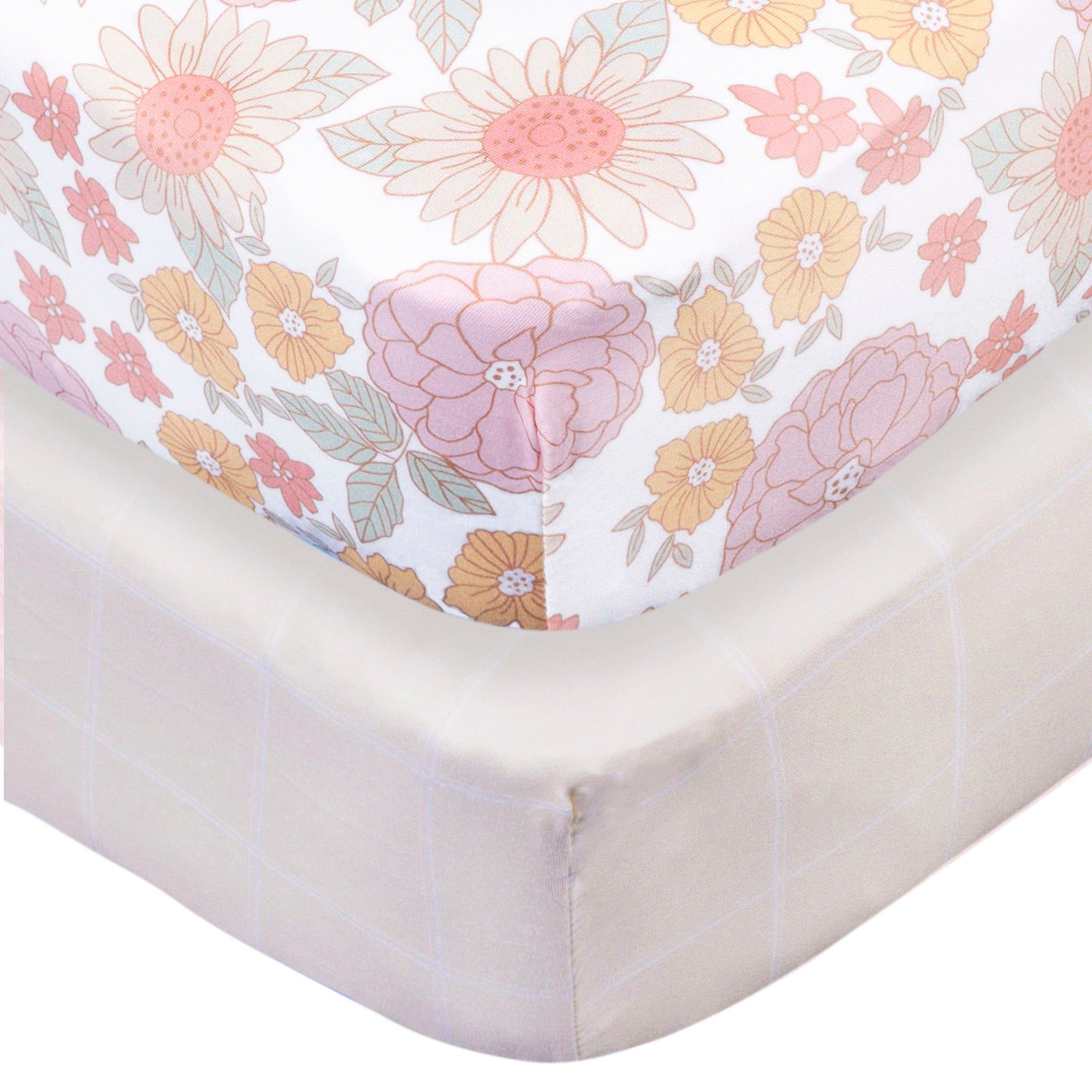 2-Pack Baby Girls Retro Floral Crib Sheet-Gerber Childrenswear Wholesale