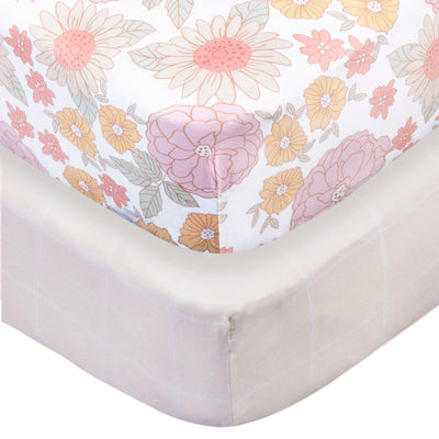 2-Pack Baby Girls Retro Floral Crib Sheet-Gerber Childrenswear Wholesale