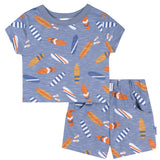 2-Piece Baby & Toddler Boys Blue Surfboard T-Shirt and Shorts Set-Gerber Childrenswear Wholesale