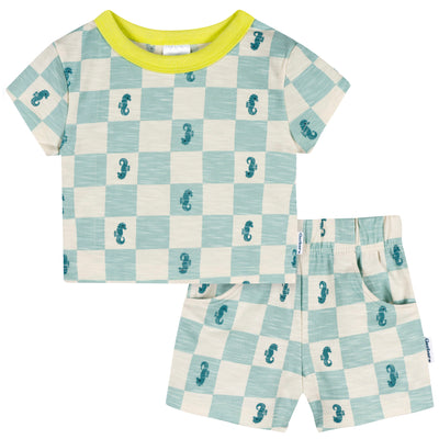 2-Piece Baby & Toddler Boys Green Seahorse T-Shirt and Shorts Set-Gerber Childrenswear Wholesale