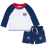 2-Piece Baby & Toddler Boys Patriotic Stars Rashguard & Trunks Set-Gerber Childrenswear Wholesale
