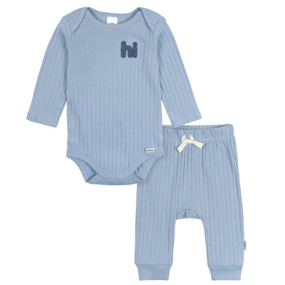2-Piece Baby Boys Blue Bodysuit and Pant Set-Gerber Childrenswear Wholesale