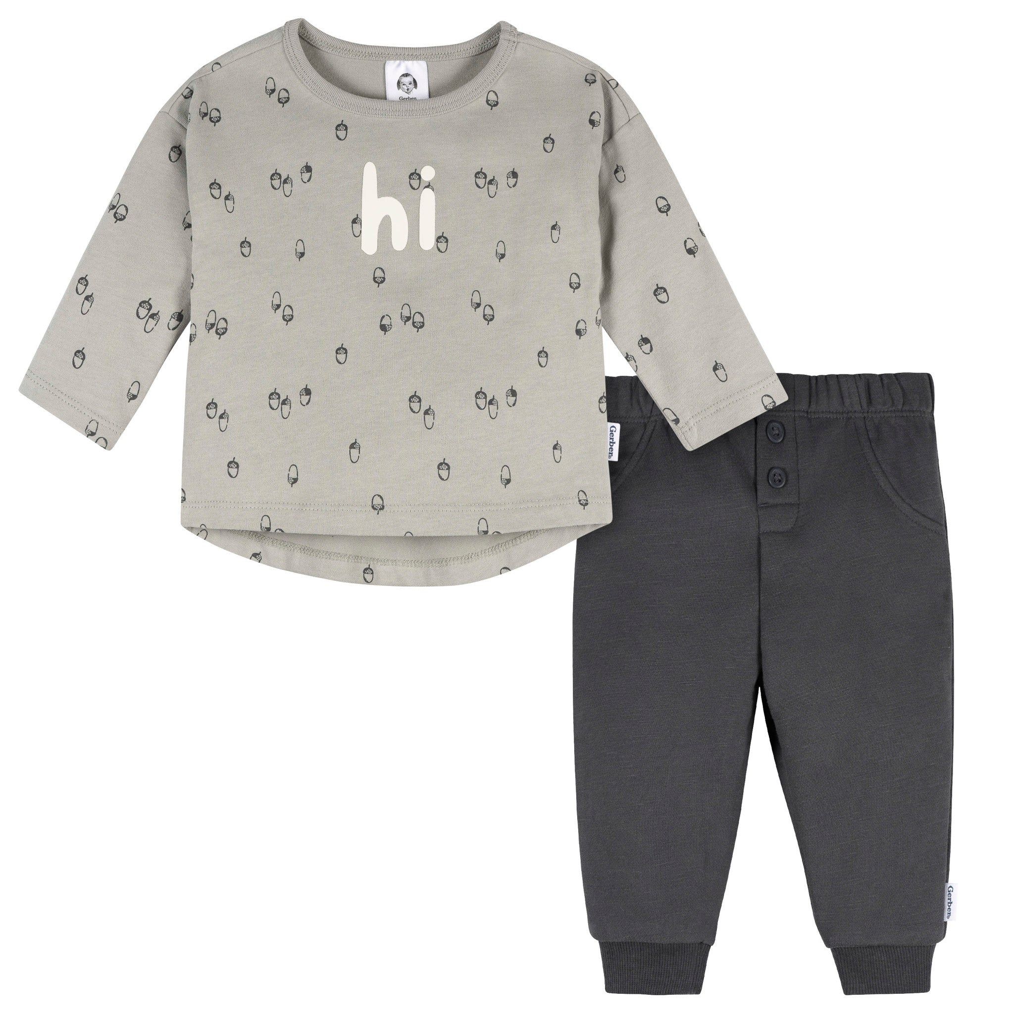 2-Piece Baby Boys Gray Arcon Top & Joggers-Gerber Childrenswear Wholesale