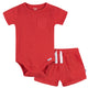 2-Piece Baby Boys Red Bodysuit & Shorts Set-Gerber Childrenswear Wholesale